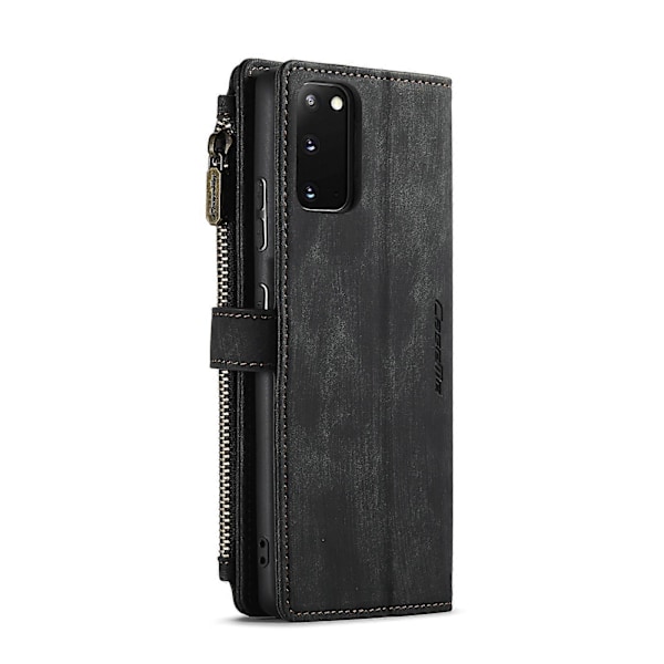 För Samsung Galaxy S20 5G CaseMe-C30 PU + TPU Multifunktionellt Horisontellt Flip Läderfodral med Hållare & Kortplats & Plånbok & Blixtlåsficka Black