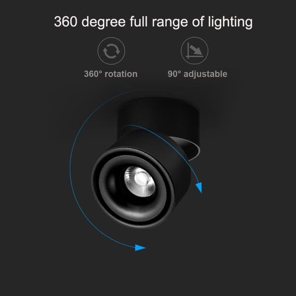 [KK] 【jia】10W Ceiling Light, Adjustable Lamp Body, Indoor Use, Black + Cool White