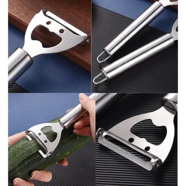 Manuell grønnsaksskreller - Multifunksjonell - Rustfritt stål - Ergonomisk design - Sølv