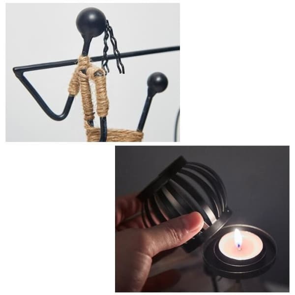 Ljusstake - A0374 - Vit metall - Handgjord - Heminredning