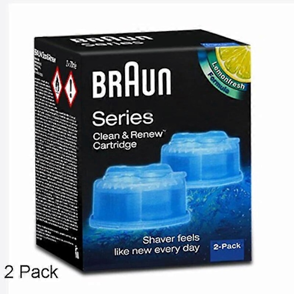 Braun Clean & Renew-patron for Braun elektrisk barbermaskin med automatisk rengjøringssenter. Renser stubber og bakterier fra barberhodet. 2 Pack