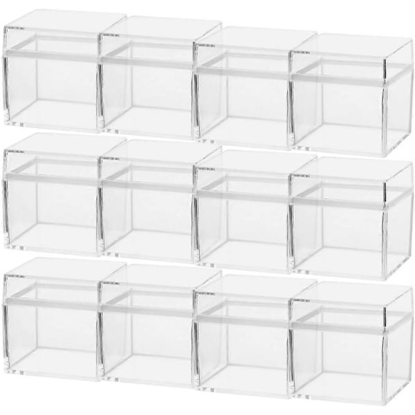 12 stk. firkantede slikæsker, sliketuier, klare slikholdere, slikemballageæsker Transparent 5x5cm