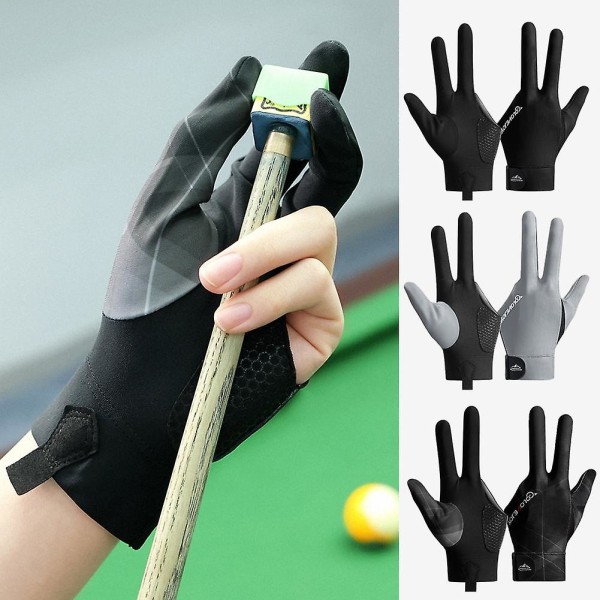 Snookerhandskar Biljard 3 Vänster Tre Finger Hand Öppna Handske Sport Pool Black Left hand