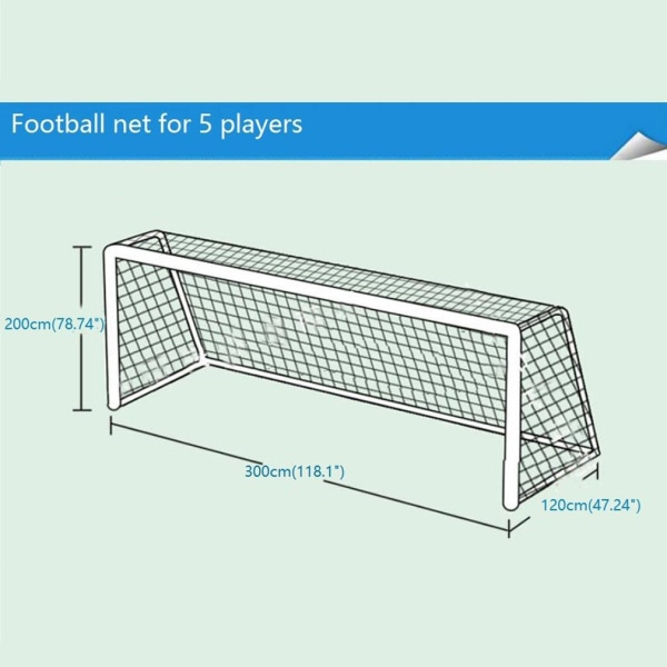 Fodboldmål med net - 3*2*1.2m, 5 spillere, 1 stk