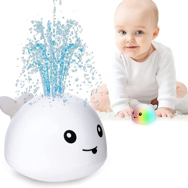 Induktion Spray Whale Baby Water Toy Sprinkler Badkar Dusch Leksak Med Ljus Och Musik Grå Grey