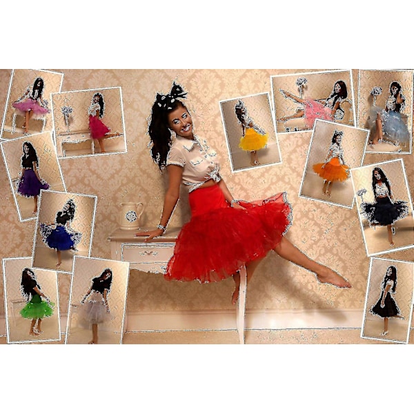 26\" Retro Underkjol/50-tals Swing Vintage Petticoat/Rockabilly Tutu/Fint Nätkjol Black L-XXL 16-22