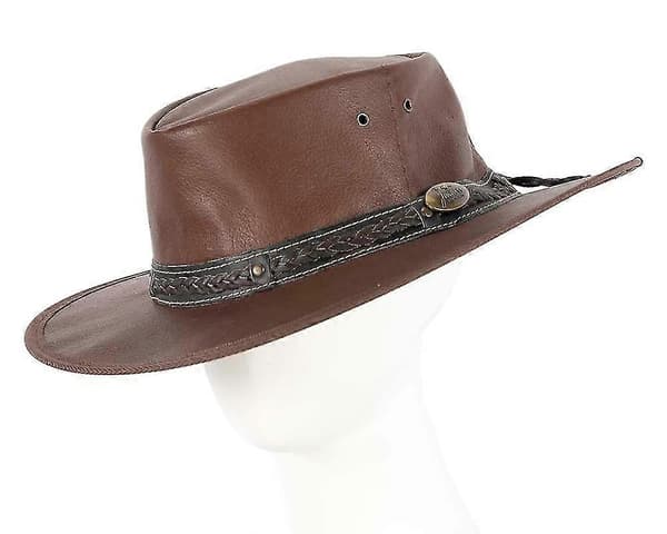 Australsk kængurulæder sammenfoldelig Outback Jacaru Hat STOR (59-60cm)