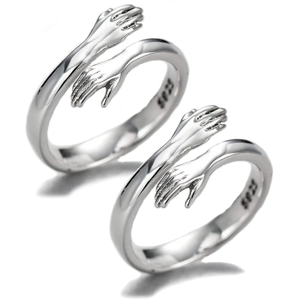 2st Par Kram Ring, Silver Kram Ring För Par Kvinnor Flickor Smycken