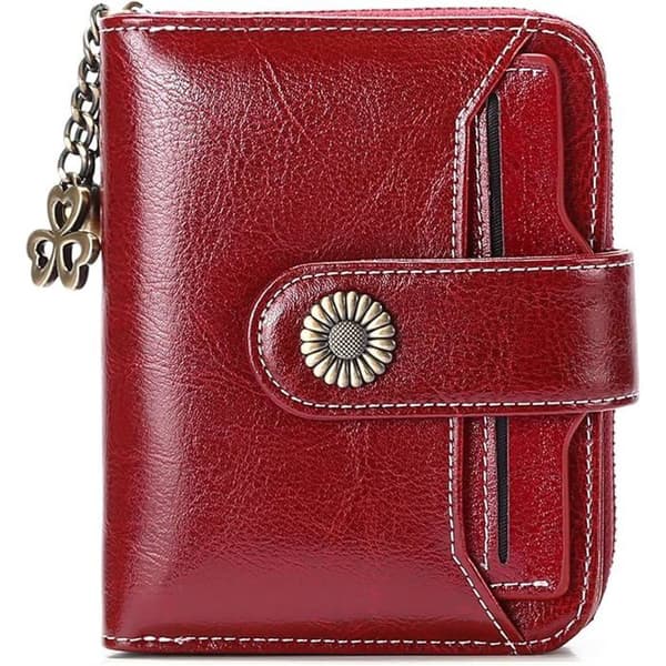 XJYDNCG Damkort Trifold Plånbok - RFID-blockering - Röd