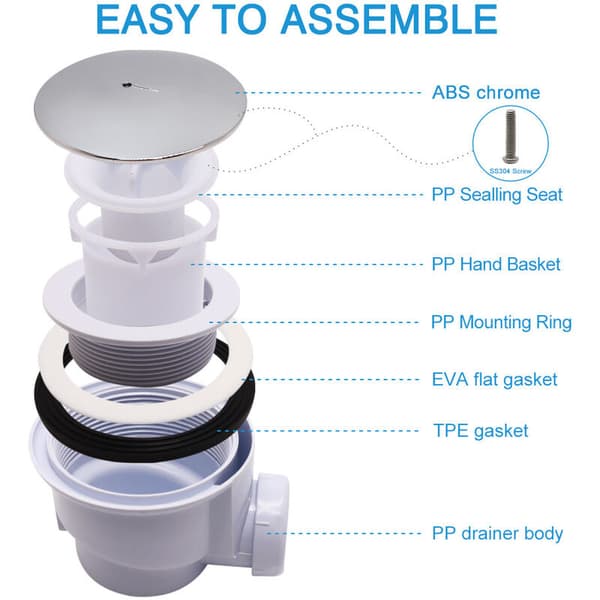 [KK] 【jia】2PCS 71108102 ABS Dome Extra-Flat Duschavlopp, Vit KLB
