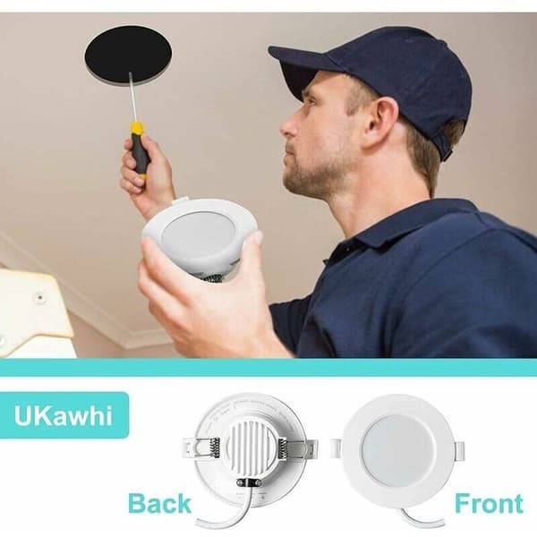 Innfelt LED-spotlight - LARGEIGHT - 6W - Varmhvit - Pakke med 6 - IP44 for baderom