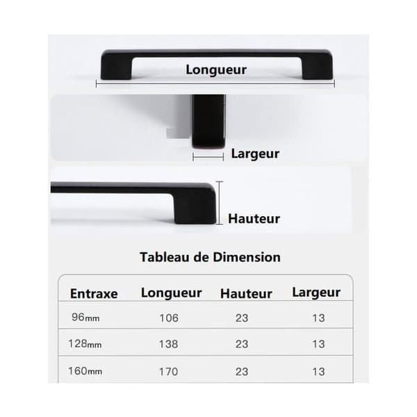 10 stk. møbelgreb, 160 mm hulafstand - sorte køkkenlågegreb, stanggreb, sorte køkkengreb, 160 mm