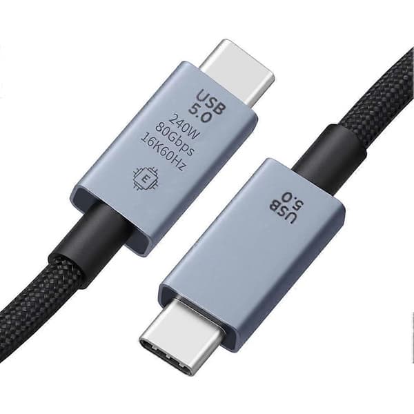 USB 5-kabel 80 Gbps 240 W 8K 60 Hz for Thunderbolt 5 hurtiglading for Thunderbolt3 USB 5.0 USB C til C dataoverføringskabel