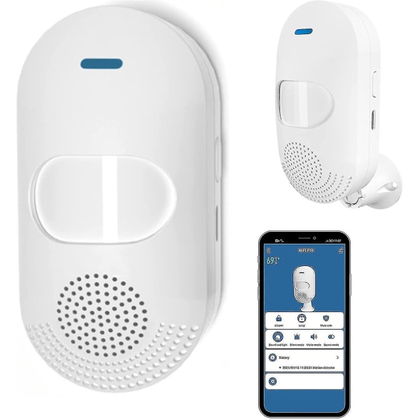 Wifi-rörelsedetektorlarm med 100db siren, appkontroll, ljud- och ljuslarm, infraröd larmdetektor med USB Chargewireless rörelsesensor Alarm2pc