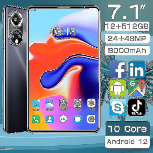 X50 Wifi-surfplatta 7,1-tums 12gbram + 512gbrom Ten-core 5g Network Android 12.0.