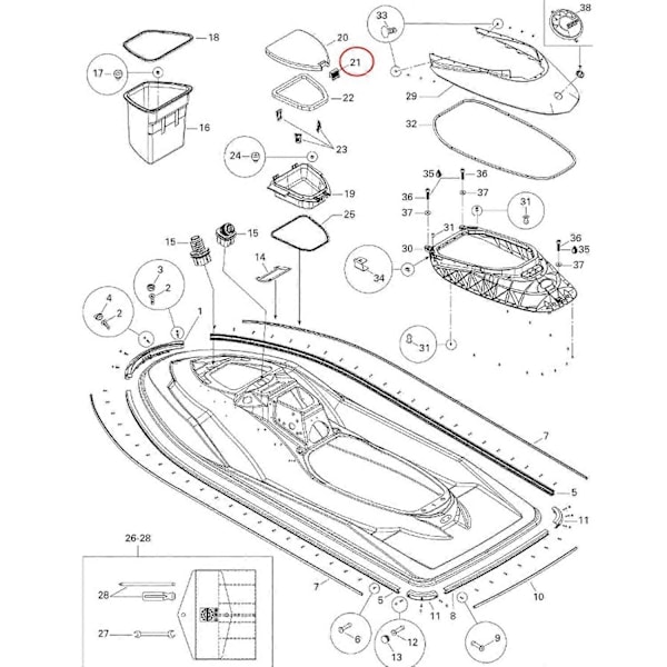 Jet Ski Handskerums Lås 269500719 Erstatning For Sea-Doo RX GTS GTILE RXP RXP-X 2000-2011
