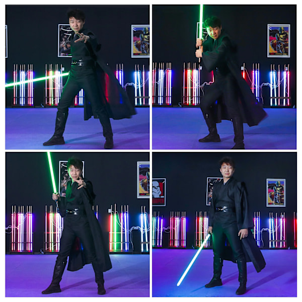 Mub - Obi Wan Kenobi Premium Kvalitet Cosplay Kostume Sort Jedi Robe fra Star Wars til Lysværd Duel Black Black Black XL