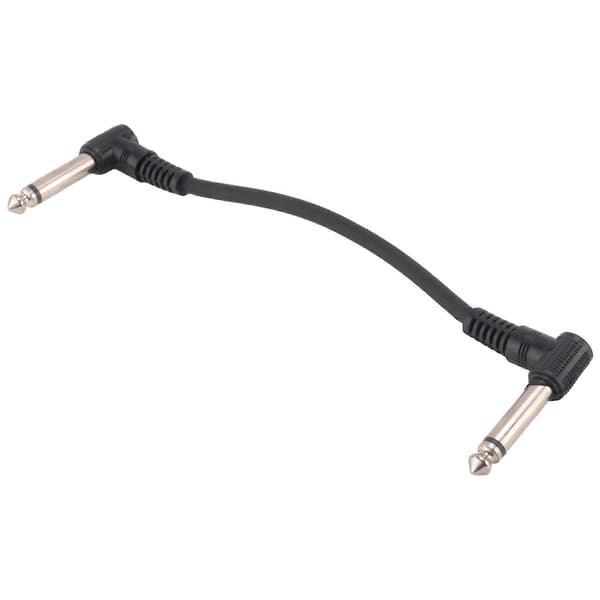 6 x elektriske guitar-kabler 15 cm 1/4 retvinklet effektpedal patchkabel sort