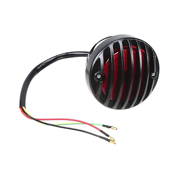 Bremsbaglygte, Universal Rund Motorcykel Baglygte Bremslygte Baglygte til Bobber Chopper Scootere ATV, (1 stk, Sort)