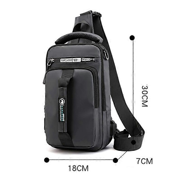 HaoShuai 1100-1 Bröstväska för Män Multifunktionell Enkel / Dubbel Axelryggsäck med Extern USB-Laddningsport Army Green