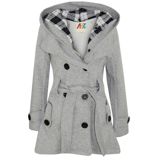 Flickor Grå Vadderad Lång Parkas Ytterkläder Jacka med Huva Grey 13 Years