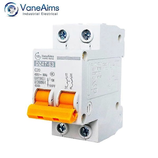 AC 400V 2P PV MCB Solcells Mini Brytare 6A 10A 16A 20A 25A 32A 40A 50A 63A Fotovoltaisk Överbelastningsskydd Luftbrytare 16A 2P