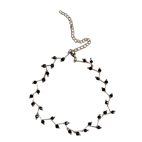 5 st Fashion Wave Chain Black Beads Charm Choker Party Kort Halsband Dam Smycken