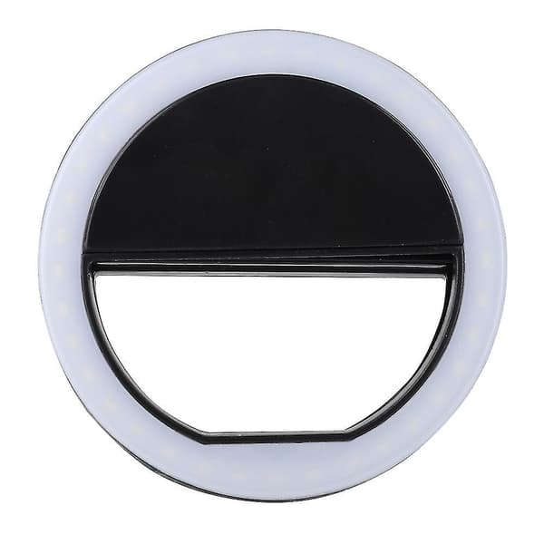 Bærbar Selfie LED Ring Light med 36 LED'er - 3 Lysstyrkeniveauer, Clip-On til iPhone