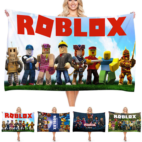 Roblox Spillebadetørrklæde til Børn og Voksne, Strandhåndklæde, Mikrofiber Poolhåndklæde, 70 x 150 cm, Gave A A 75*150cm