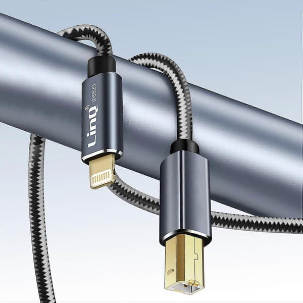 Skriverkabel iPad og iPhone USB-B Flettet Nylon 1,5m