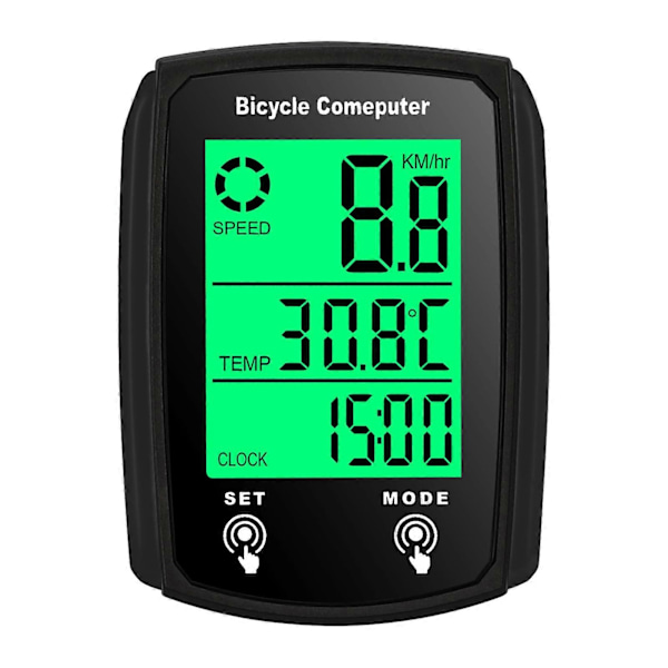 Kablet Cykelcomputer 19 Funktioner Touch Cykel Speedometer Odometer Vandtæt Cykelcomputer med Baggrundsbelysning Black
