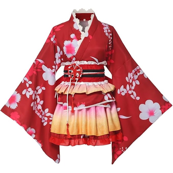 Tyttöjen kimono cosplay kesäfestivaali yukata herääminen Maki kimono red M