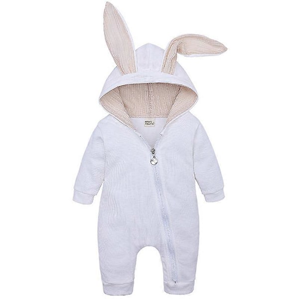Nyfödd Spädbarn Baby Sparkdräkt Söt Kanin Jumpsuit Påsk Pyjamas Lekdräkt Vit 3-6 Months
