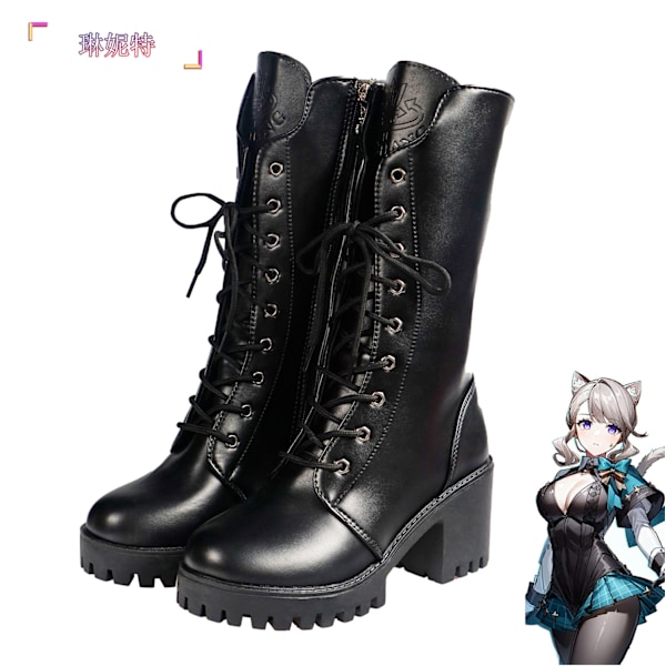 Genshin Impact Lynette cosplay - komplett sett med 2D-kostyme, Halloween-antrekk for kvinner, Lynette-sko Lynette shoes 41