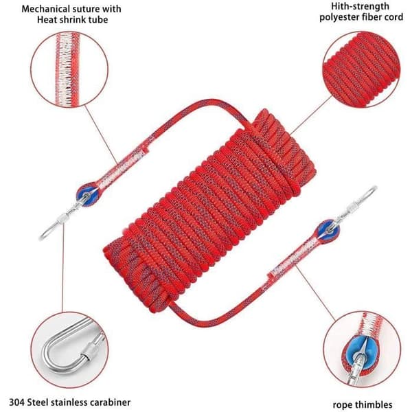 Klatrereb - Ikke specificeret - 10mm - Polyester - 10m - Rød