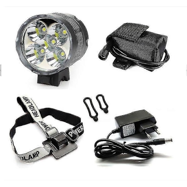 Ladattavat pyöränvalot - 6000 lumenin vedenpitävä etuvalo, 5 LED polkupyöränvalo akulla, 3 tilaa ajovalolle
