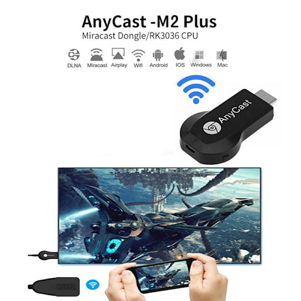4K AnyCast M2 Plus WiFi-skärmdongel HDMI-mediaspela