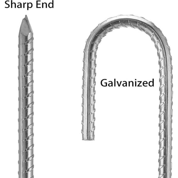 Galvaniserte stålstaker - ZOR® - 30 cm - J-kroker - Pakke med 10 - Sølv - Rustfri - Robust