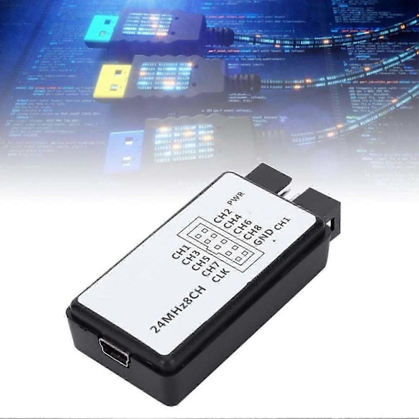 USB Logikanalysator Enhet Set Mini Digital Fickstorlek 8 Kanalers Ingångsminne 24MHz
