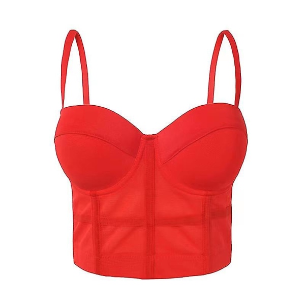 Sexig svart genomskinlig BH Mesh Push Up Bralet Dam Tube Top Korsett Bustier BH Club Party Crop Top Underkläder Red L 38 85