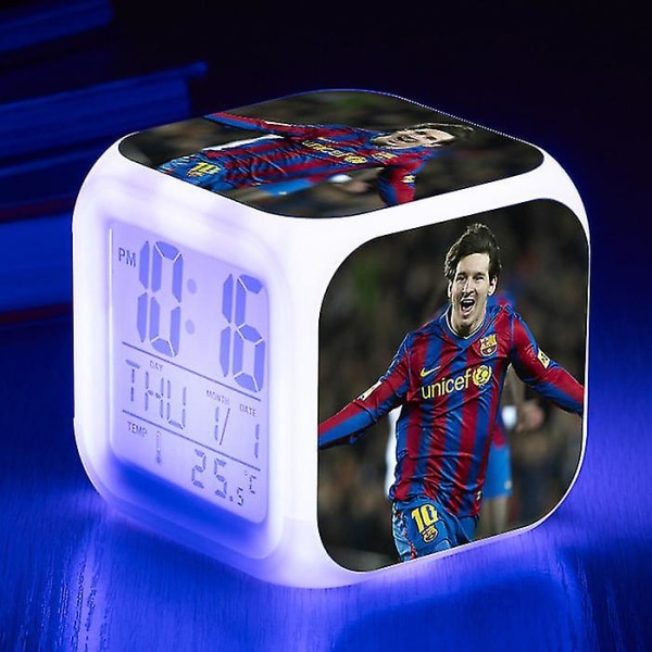 Messi väckarklocka för fotbolls-VM, liten väckarklocka med kreativ leddisplay i olika stilar color