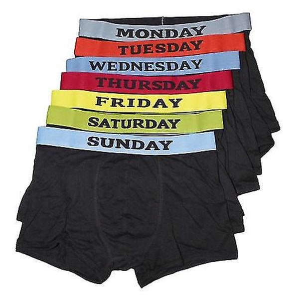 Miesten viikonpäivä bokserit / alushousut (7 kpl pakkaus) Black XL Waist 40-42inch (102-107cm)