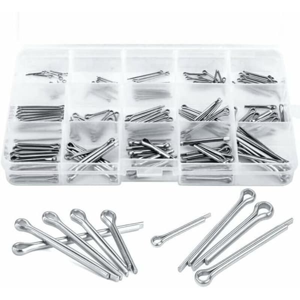 Splitstift i rustfrit stål - OKZ - 150 stk. - 15 størrelser - 304 rustfrit stål - Mekanisk sortiment