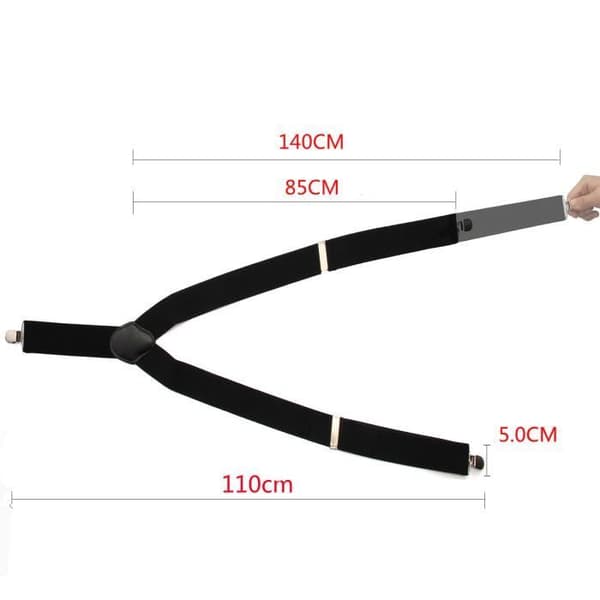 Buksesele - Justerbar elastisk klips - Unisex - Sort - Justerbar længde 90–140 cm