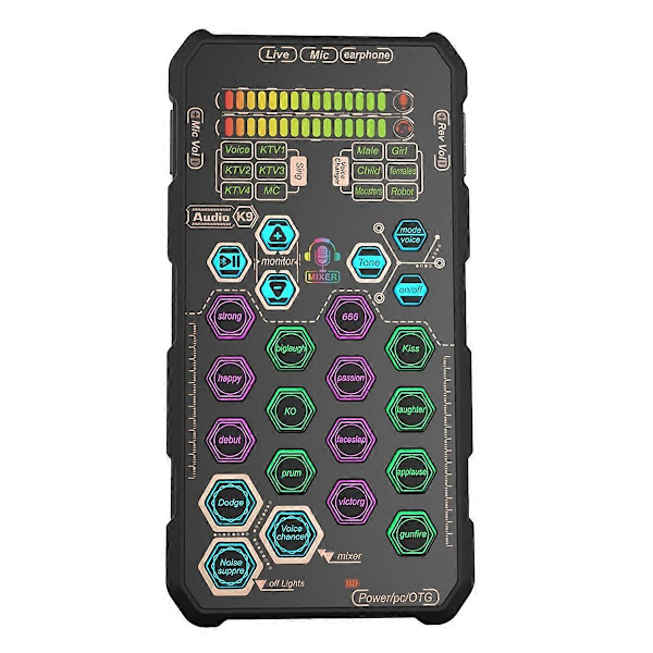 Live Lydkort Håndholdt Udendørs Bærbar Digital Signalbehandling Lydkort Effekt Enhed Audio Mixer Black