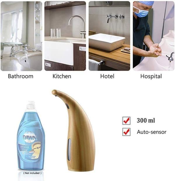 Automatisk såpedispenser 300ML IP67 bevegelsessensor vanntett infrarød såpedispenser, bambusfarge MHZB