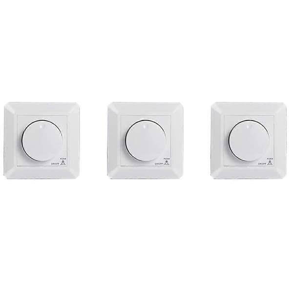3X LED Dimmerbryter, Innfelt Dimmer for Dimbar LED og Halogen, 5-300 W Dimmerbryter LED White