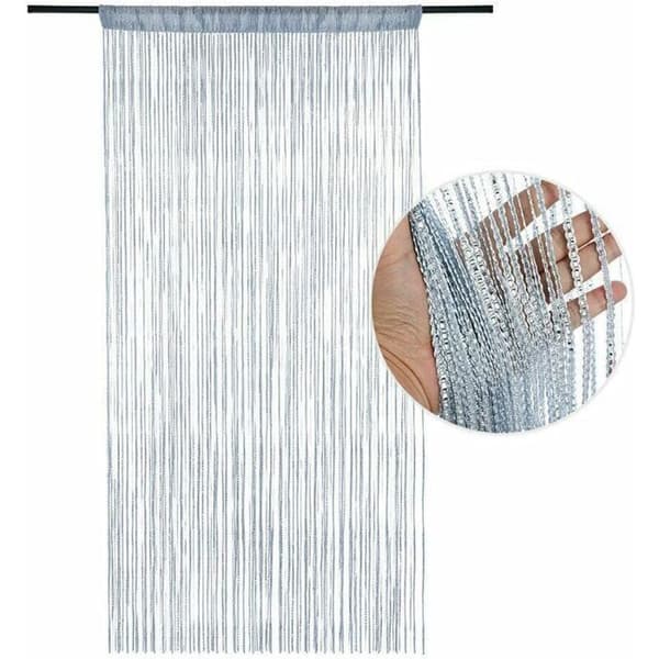 Snor dørgardin - ZOR® - Retro paljetter - Grå - Polyester - Blokkerer mygg - Luftsirkulasjon