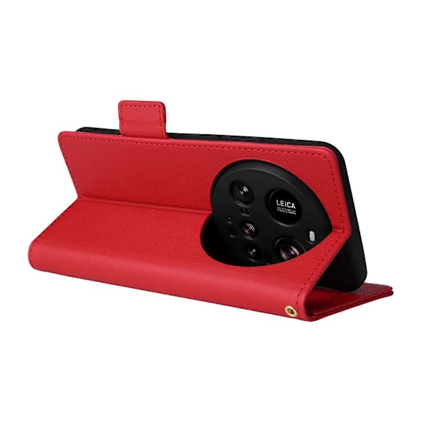 Til Xiaomi 15 Ultra Etui Wallet Flip Litchi Tekstur PU Læder Telefon Cover - Grå Multicolor Red