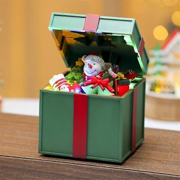 Festlig lysende julemusikkboks for soverom, skrivebordsdekor, julemelodier Red
